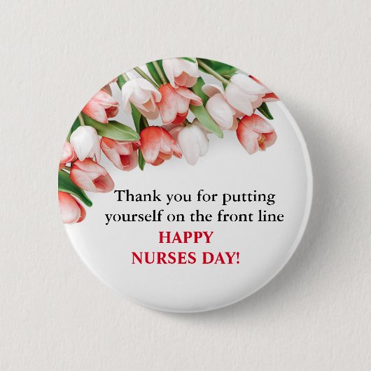Floral Hartelijk dank & Happy Nurses Day Button (Voorkant)