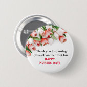 Floral Hartelijk dank & Happy Nurses Day Button (Voorkant /achterkant)