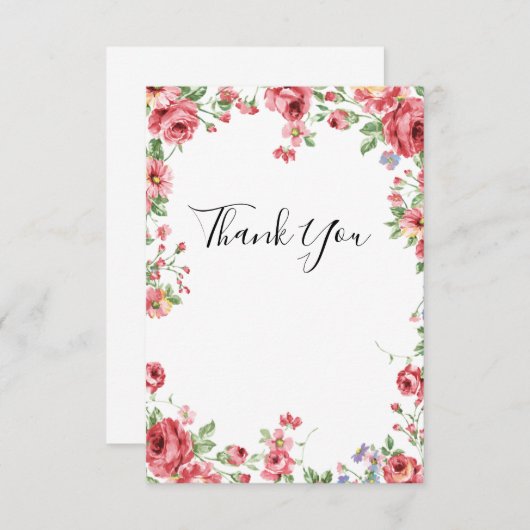 Floral Hartelijk dank Informatiekaartje (Voorkant / Achterkant)