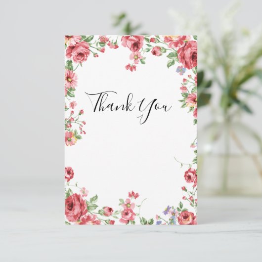 Floral Hartelijk dank Informatiekaartje (Staand voorkant)