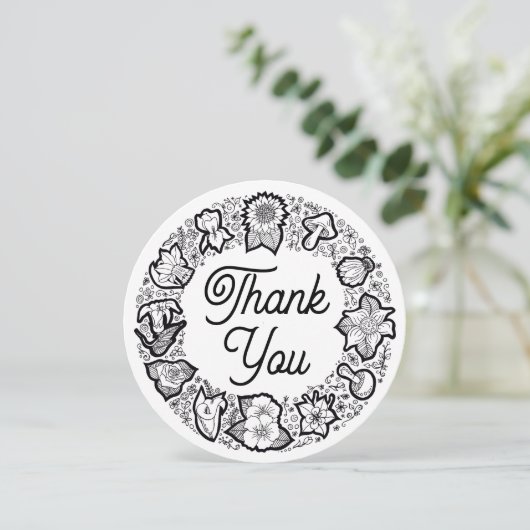 Floral Hartelijk dank Kaart (Staand voorkant)