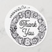 Floral Hartelijk dank Kaart (Voorkant / Achterkant)