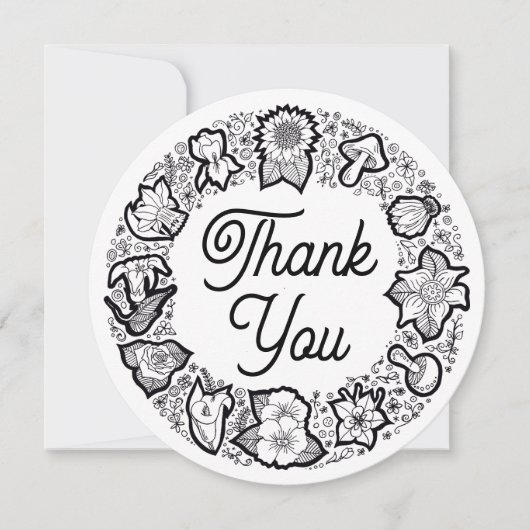 Floral Hartelijk dank Kaart (Voorkant)