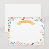 Floral Hartelijk dank, vette noot, geneutrale Baby Bedankkaart (Voorkant / Achterkant)