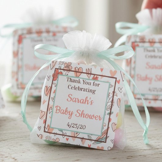 Floral Hartelijk dank voor Baby shower Party Favor Vierkante Sticker