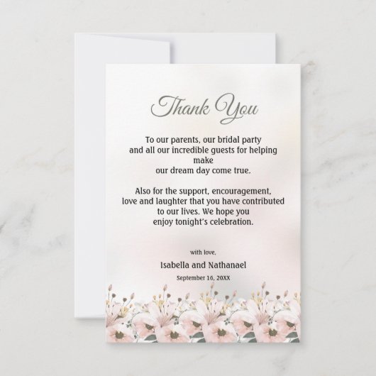 Floral Hartelijk dank voor de Kaart voor weddensch (Voorkant)