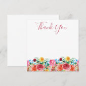 Floral Hartelijk dank voor de roze rode blauwe gee Notitiekaartje (Voorkant / Achterkant)