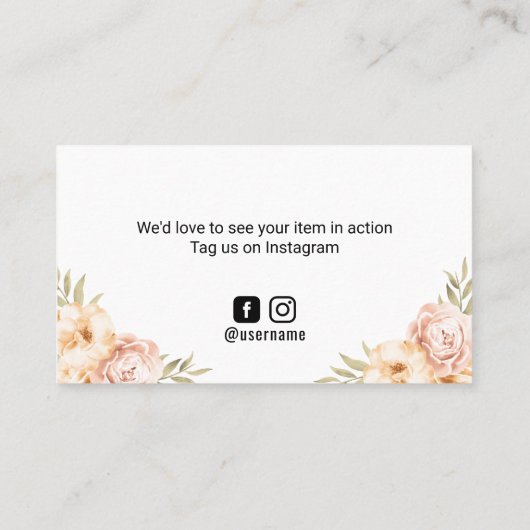 Floral Hartelijk dank voor uw bestelling Visitekaartje (Achterkant)