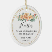 Floral Hartelijk dank voor uw Bridesmaid Keramisch Ornament (Rechts)