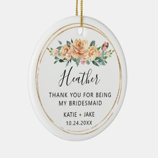 Floral Hartelijk dank voor uw Bridesmaid Keramisch Ornament (Rechts)