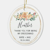 Floral Hartelijk dank voor uw Bridesmaid Keramisch Ornament (Links)