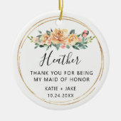 Floral Hartelijk dank voor uw inzet als eerbetoon Keramisch Ornament (Voorkant)