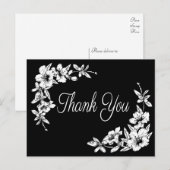Floral Hartelijk dank voor uw zwarte & witte vent Briefkaart (Voorkant / Achterkant)