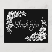 Floral Hartelijk dank voor uw zwarte & witte vent Briefkaart (Voorkant)