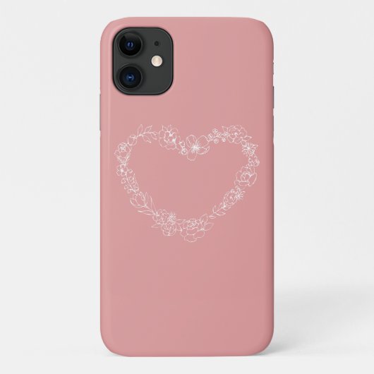 Floral hartschotel roze witte lijn Case-Mate iPhone case (Achterkant)