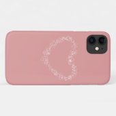 Floral hartschotel roze witte lijn Case-Mate iPhone case (Achterkant (horizontaal))