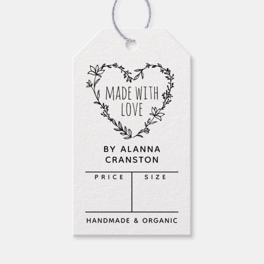 Floral hartslag gemaakt met liefdesprijs cadeaulabel (Voorkant)