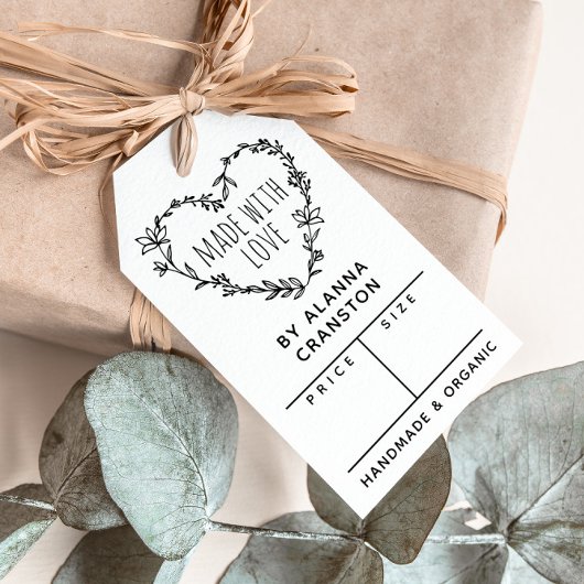 Floral hartslag gemaakt met liefdesprijs cadeaulabel