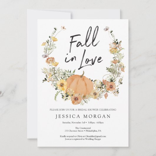 Floral Harvest Pumpkin Herfst in Love Vrijgezellen Kaart (Voorkant)