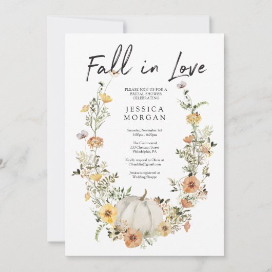 Floral Harvest Pumpkin Herfst in Love Vrijgezellen Kaart (Voorkant)