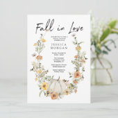 Floral Harvest Pumpkin Herfst in Love Vrijgezellen Kaart (Staand voorkant)