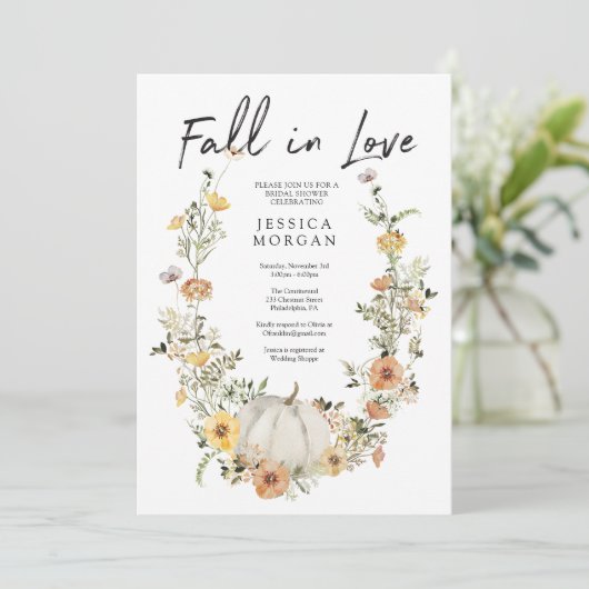 Floral Harvest Pumpkin Herfst in Love Vrijgezellen Kaart (Staand voorkant)