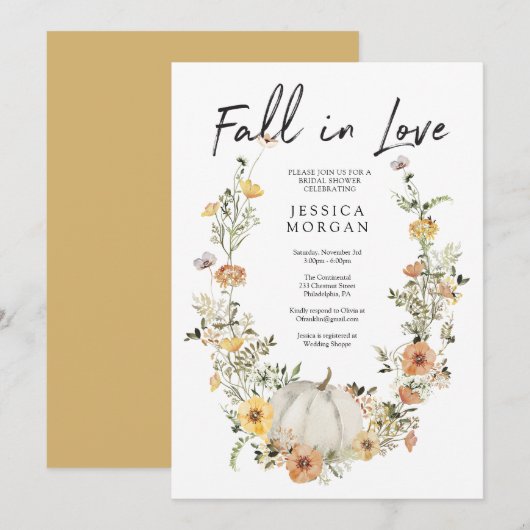 Floral Harvest Pumpkin Herfst in Love Vrijgezellen Kaart (Voorkant / Achterkant)