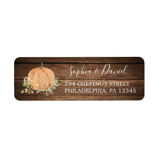 Floral Harvest Pumpkin Return Address Labels (Voorkant)