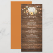 Floral Harvest Pumpkin Wedding Menus Menu (Voorkant / Achterkant)