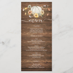 Floral Harvest Pumpkin Wedding Menus Menu