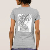 Floral Hat Lady Ink Art T-Shirt (Achterkant)