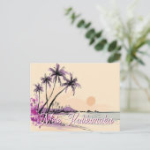 Floral Hawaii Drawing Mele Kalikimaka Feestdagenkaart (Staand voorkant)