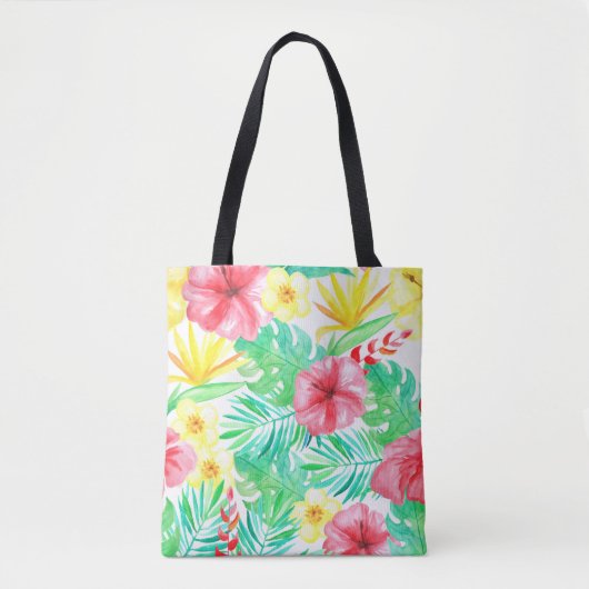 Floral, Hawaiiaanse thematas Tote Bag (Voorkant)