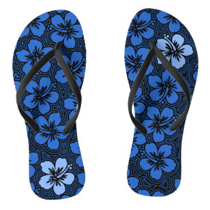 Floral Hawaiian Accent Hibiscus Pinstriped Teenslippers