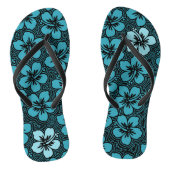 Floral Hawaiian Accent Hibiscus Pinstriped Teenslippers (Voetbed)