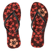 Floral Hawaiian Accent Hibiscus Pinstriped Teenslippers (Voetbed)
