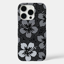 Floral Hawaiian Hibiscus Pinstriped Gray iPhone 16 Pro Hoesje