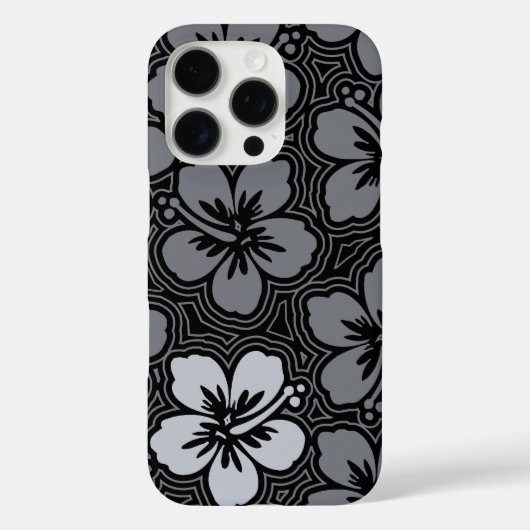 Floral Hawaiian Hibiscus Pinstriped Gray Case-Mate iPhone Case (Achterkant)