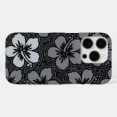 Floral Hawaiian Hibiscus Pinstriped Gray Case-Mate iPhone Case (Achterkant (horizontaal))