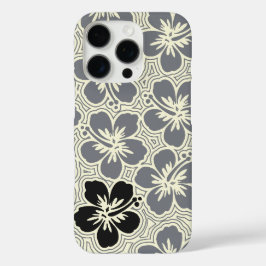 Floral Hawaiian Hibiscus Pinstriped Gray iPhone 16 Pro Hoesje