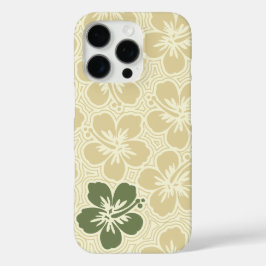 Floral Hawaiian Hibiscus Pinstriped Khaki iPhone 16 Pro Hoesje