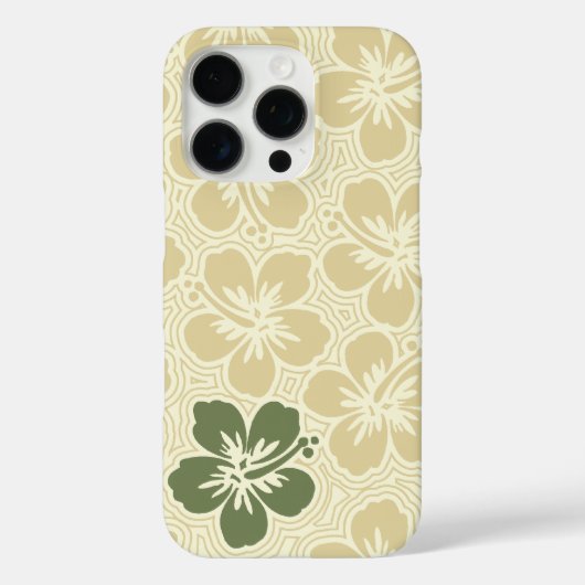 Floral Hawaiian Hibiscus Pinstriped Khaki Case-Mate iPhone Case (Achterkant)