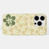 Floral Hawaiian Hibiscus Pinstriped Khaki Case-Mate iPhone Case (Achterkant (horizontaal))