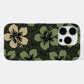Floral Hawaiian Hibiscus Pinstriped Olive Case-Mate iPhone Case (Achterkant (horizontaal))