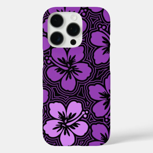 Floral Hawaiian Hibiscus Pinstriped Paars Case-Mate iPhone Case (Achterkant)