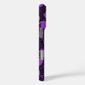 Floral Hawaiian Hibiscus Pinstriped Paars Case-Mate iPhone Case (Achterkant / Rechts)