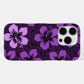 Floral Hawaiian Hibiscus Pinstriped Paars Case-Mate iPhone Case (Achterkant (horizontaal))
