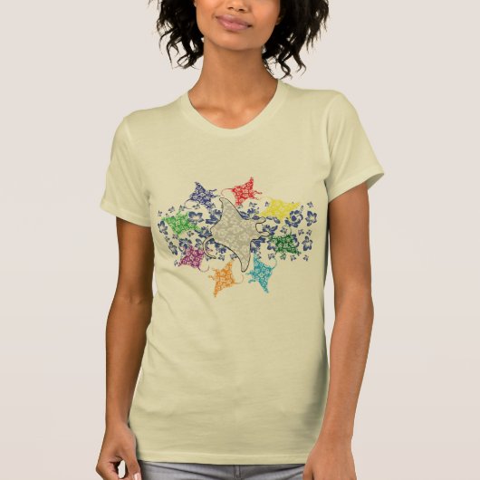 Floral Hawaiian Manta Ray T-shirt (Voorkant)