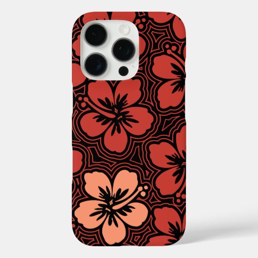 Floral Hawaiian Red Hibiscus Pinstriped Case-Mate iPhone Case (Achterkant)
