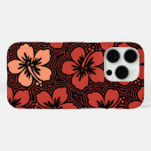 Floral Hawaiian Red Hibiscus Pinstriped Case-Mate iPhone Case (Achterkant (horizontaal))